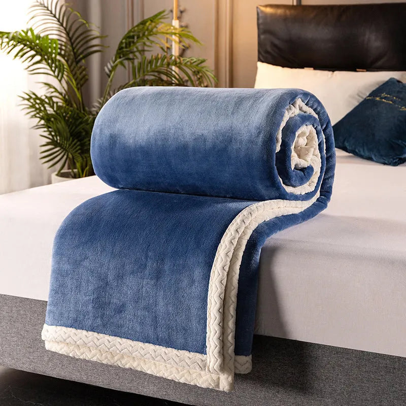 Double fleece blanket 530gsm coral fleece in modern simple design