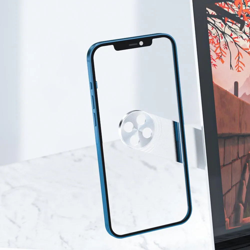 Black aluminium laptop phone holder with magnetic mount attached to a monitor showing a smartphone in place