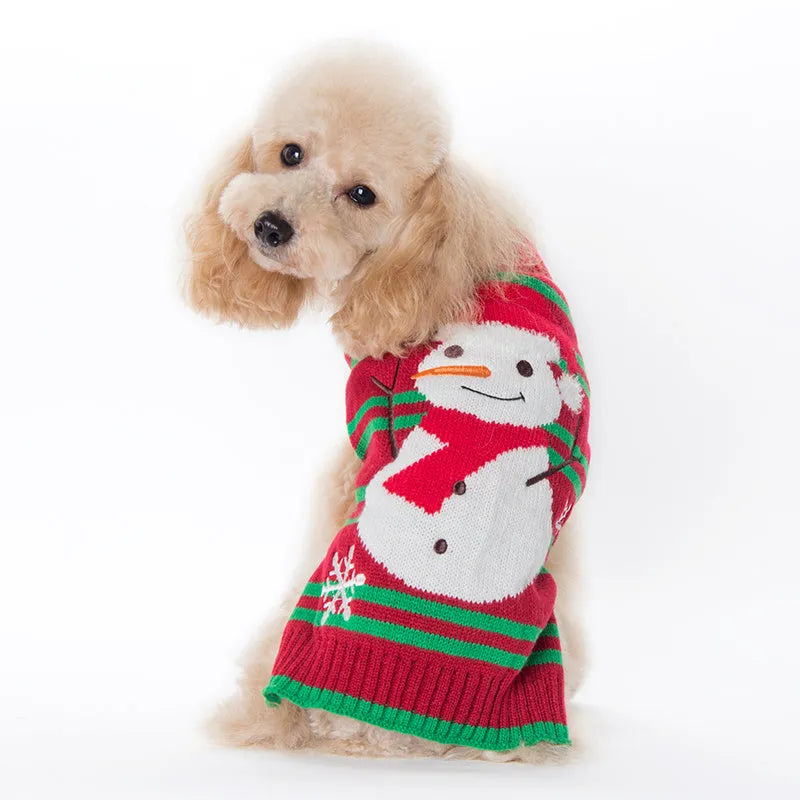 Christmas pompom dog sweater in acrylic knit for small pets multiple colours
