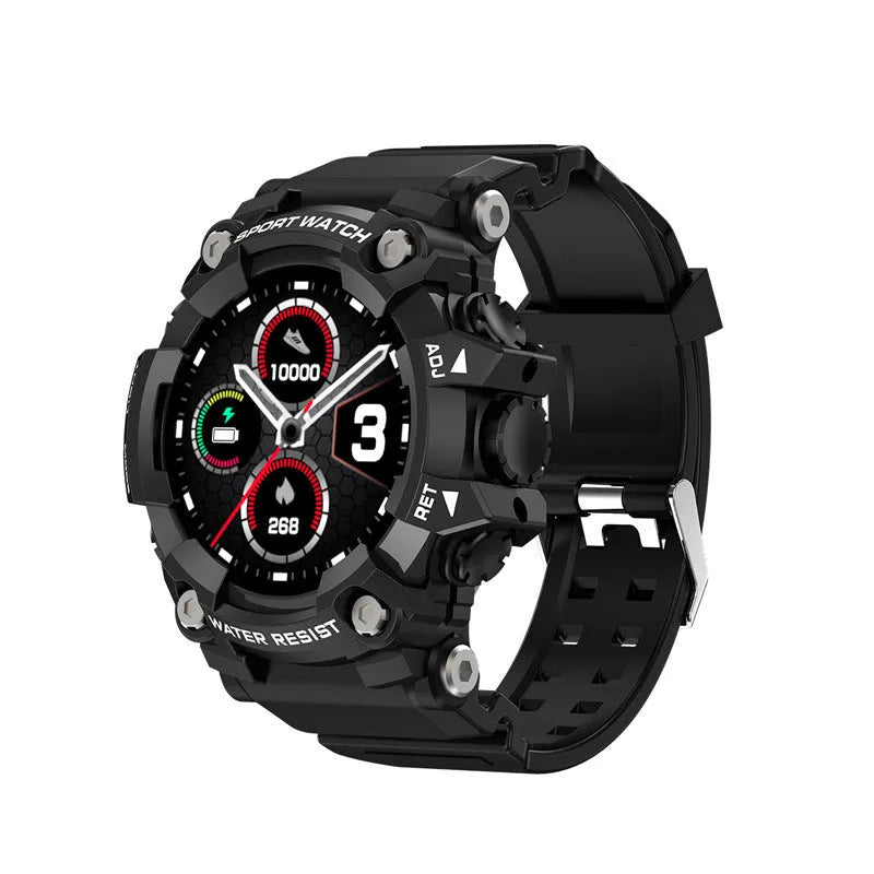 T6 Tactical Rugged Smart Watch in black or green with a 1.3-inch screen on an anti-sweat strap.