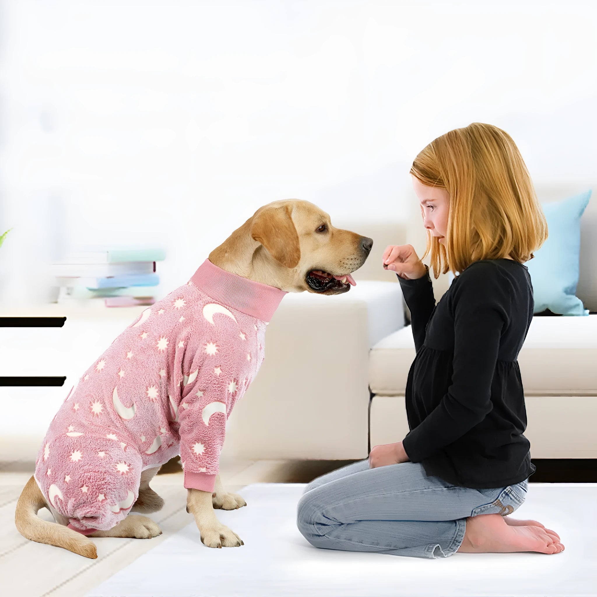 Winter flannel dog pajamas in bone grey colour, sizing from XS to XXXL for small to large dogs