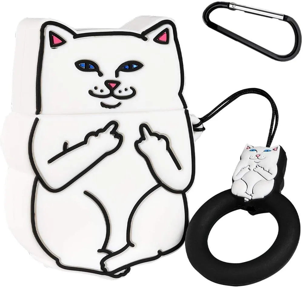 Silicone protective case for AirPods with cartoon animal design and flip opening