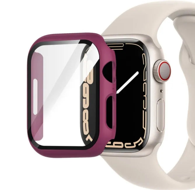 PC tempered film Apple Watch case in various colours and sizes on a watch