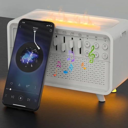 3-in-1 Bluetooth speaker white noise machine humidifier night light with 8 nature sounds, geometric European style, 200mm size