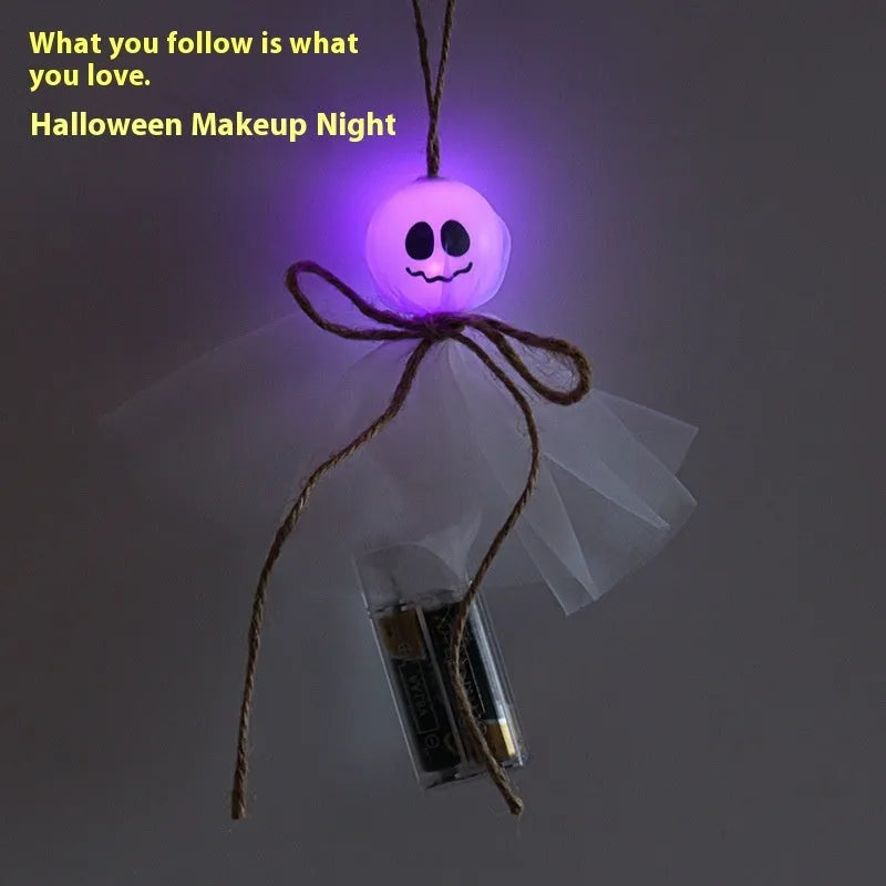 Halloween ghost LED lighting chain with battery box and colourful PVC shell for venue decoration