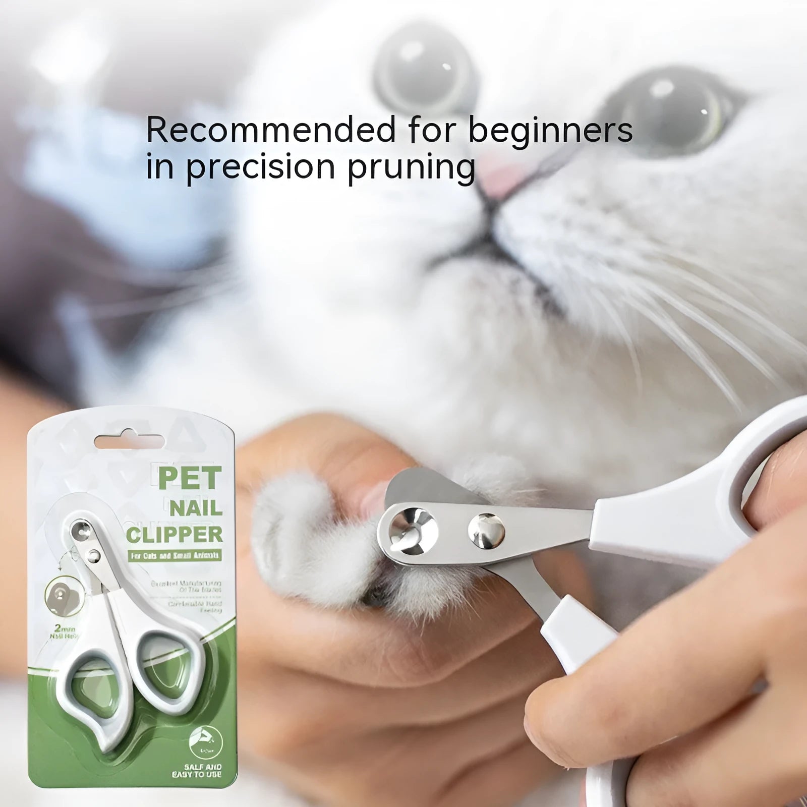 Pet nail clippers for cats with anti-bleeding round mouth design and ABS handle