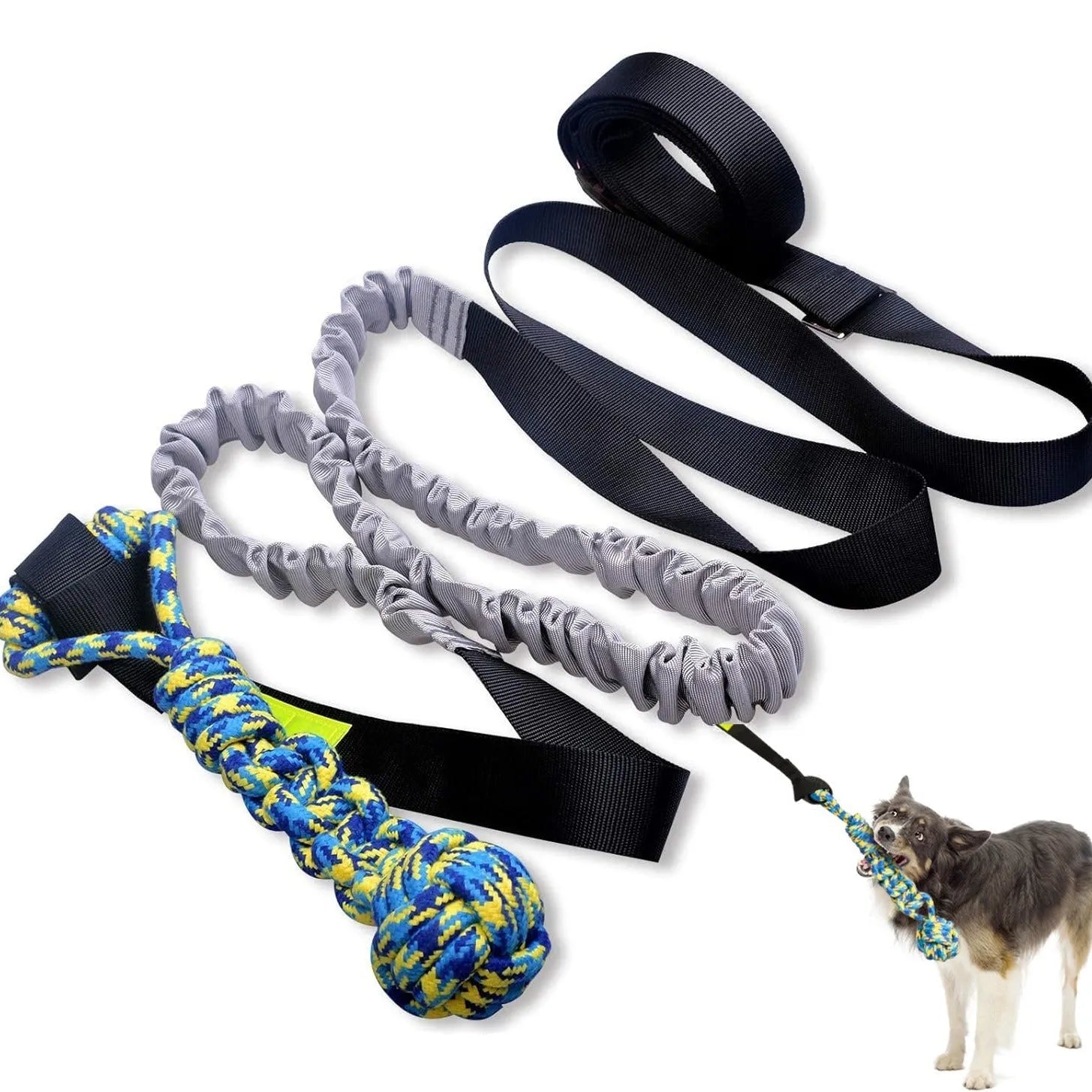 Cotton thread dog tug of war rope toy with four design variations for bite play