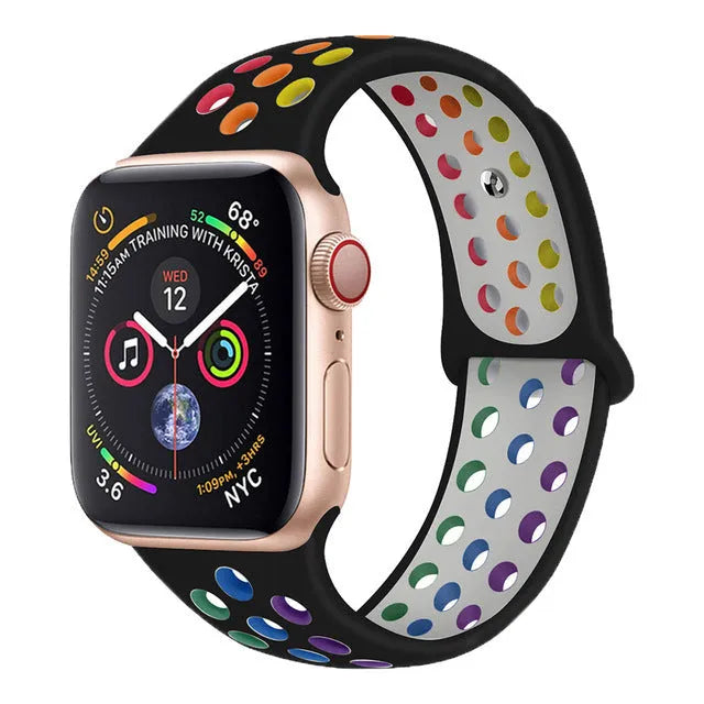 Silicone sports wristband with adjustable buckle closure in multiple colour options