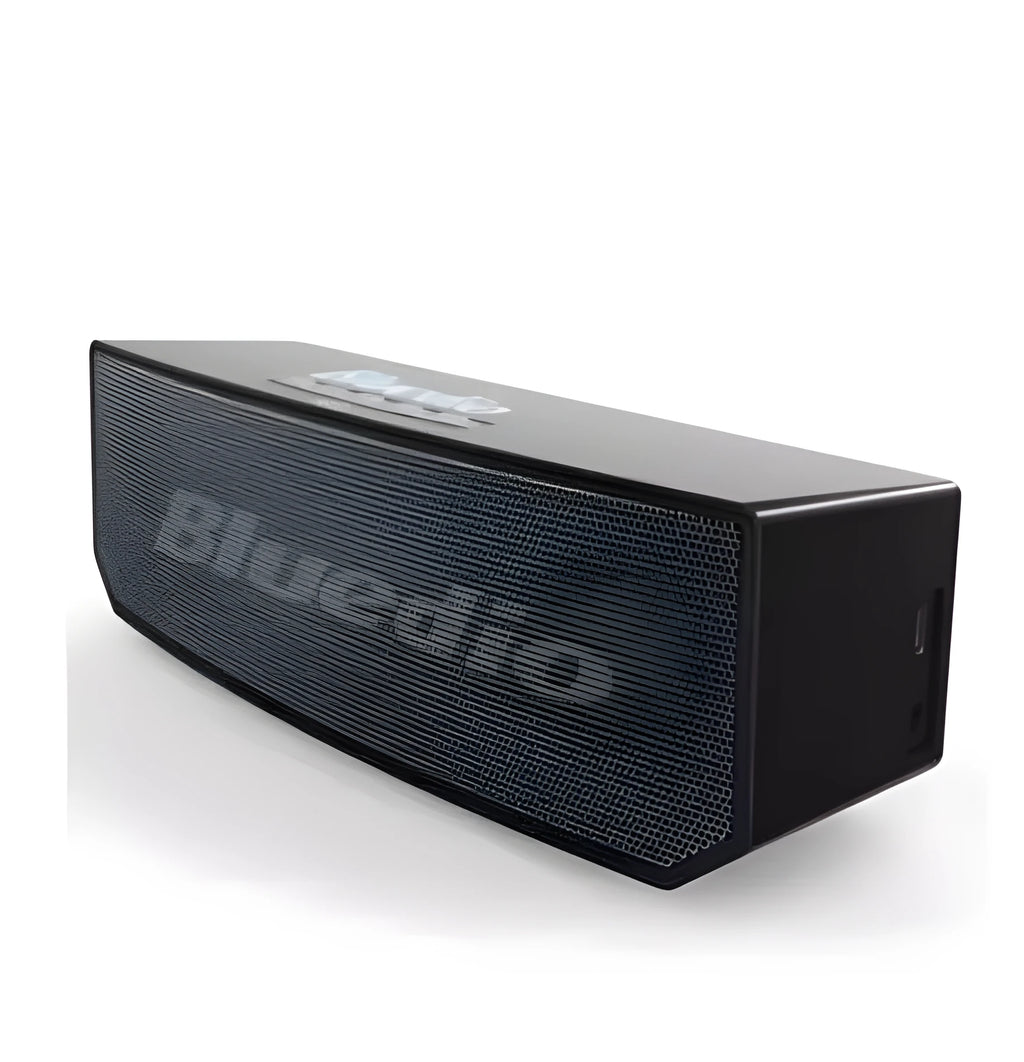 BS-6 black compact rectangular Bluetooth smart speaker on a surface.