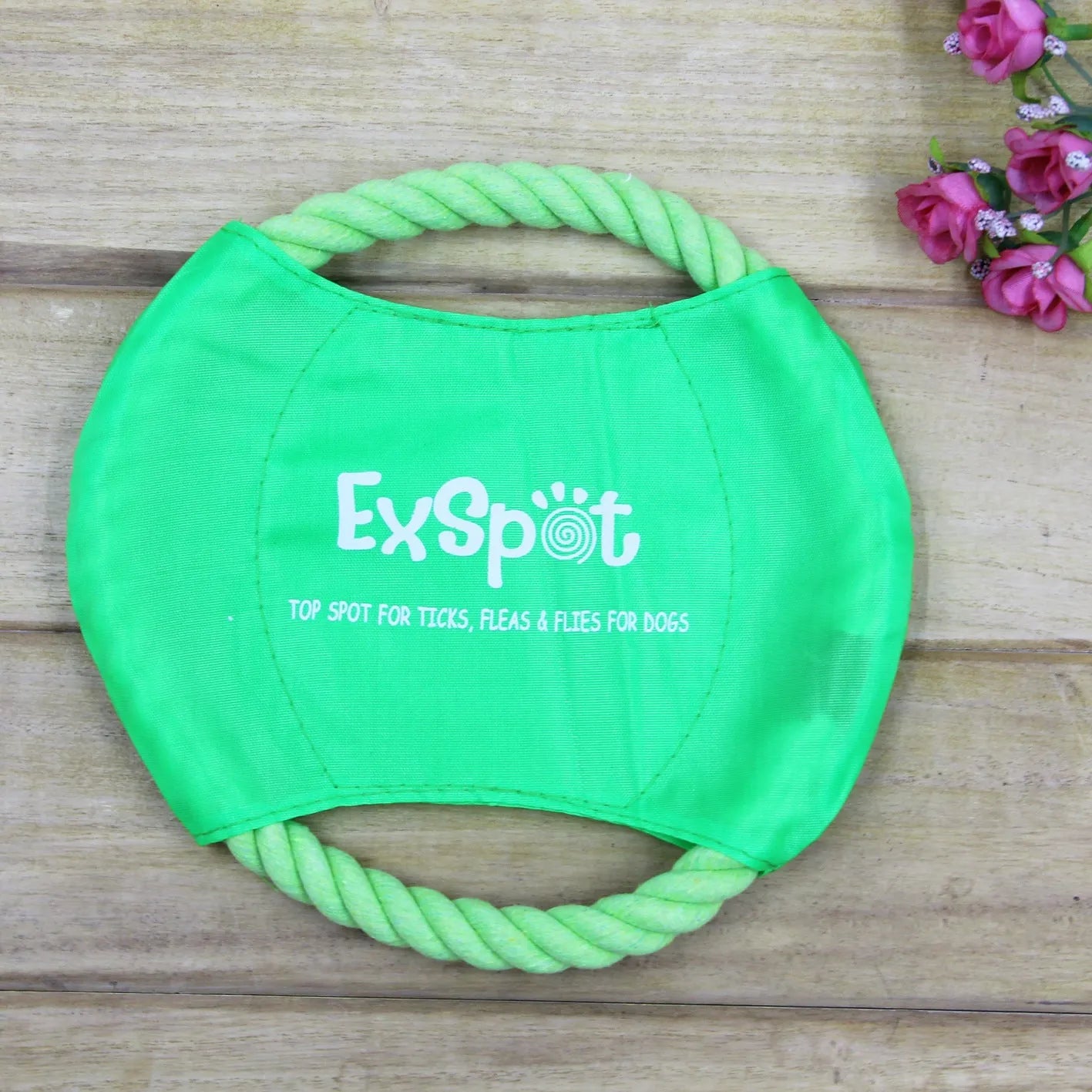 Canvas and rope pet dog flying disc toy with 19cm diameter on grass