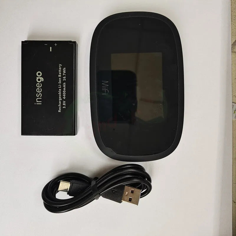 Black portable 4G wireless router with compact design for mobile internet access.