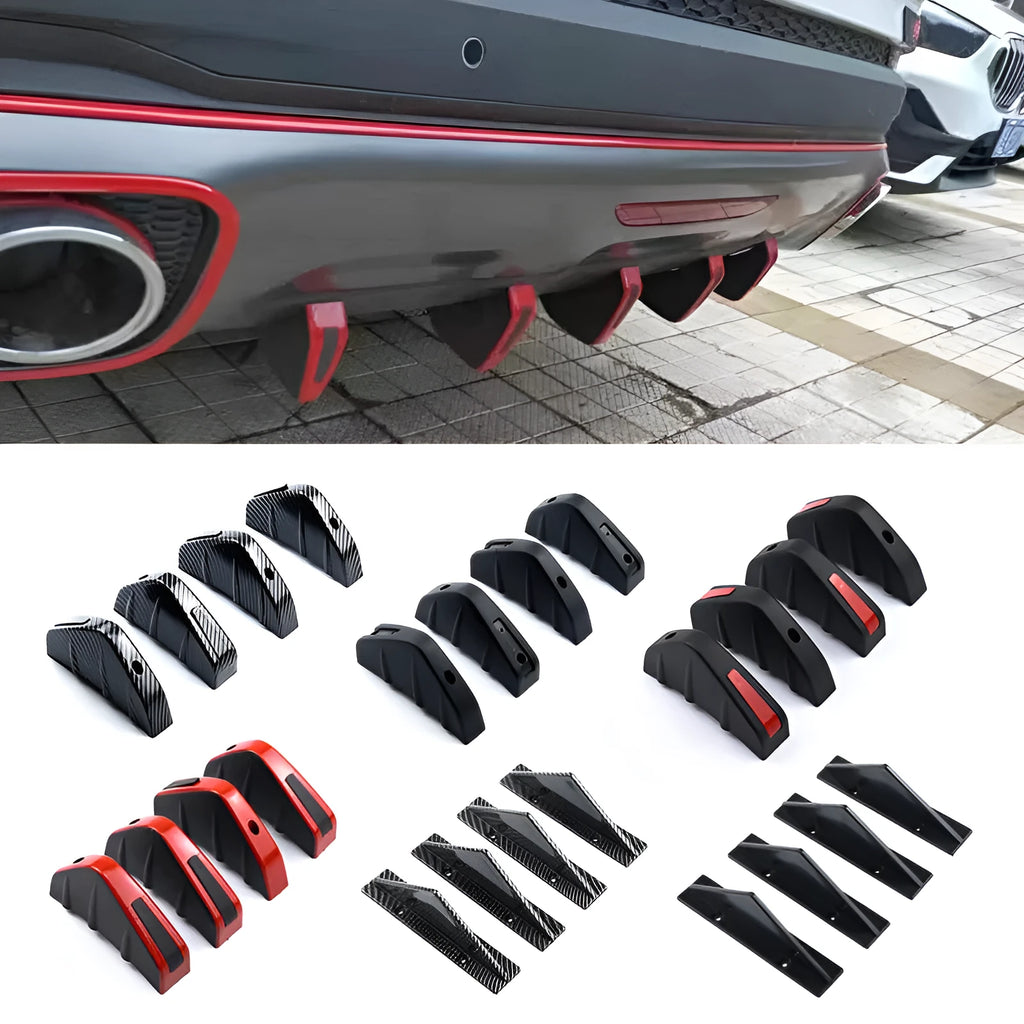 Black carbon fibre style universal triangular rear spoiler lip for cars measuring 15cm