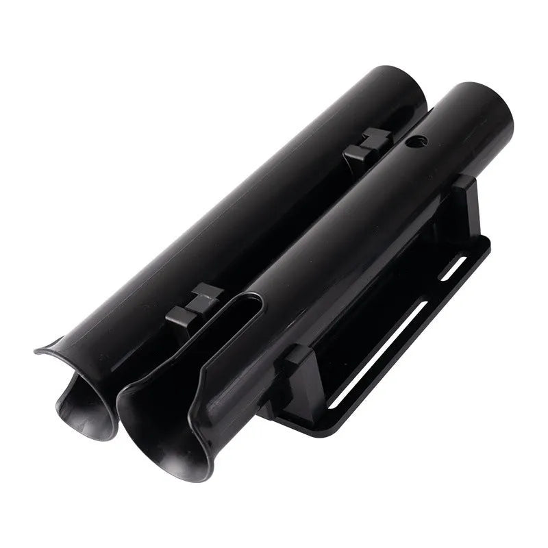 Plastic double-layer fishing rod rack mounted on a bicycle frame