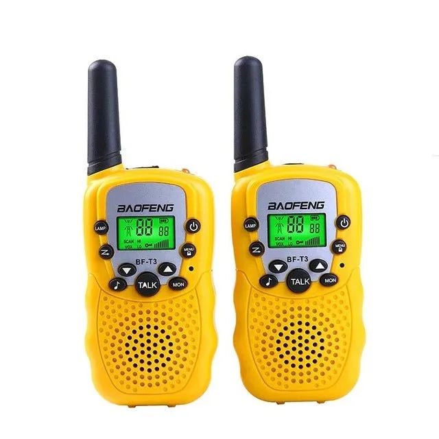 Child walkie talkie set with two handheld radios in choice of colours