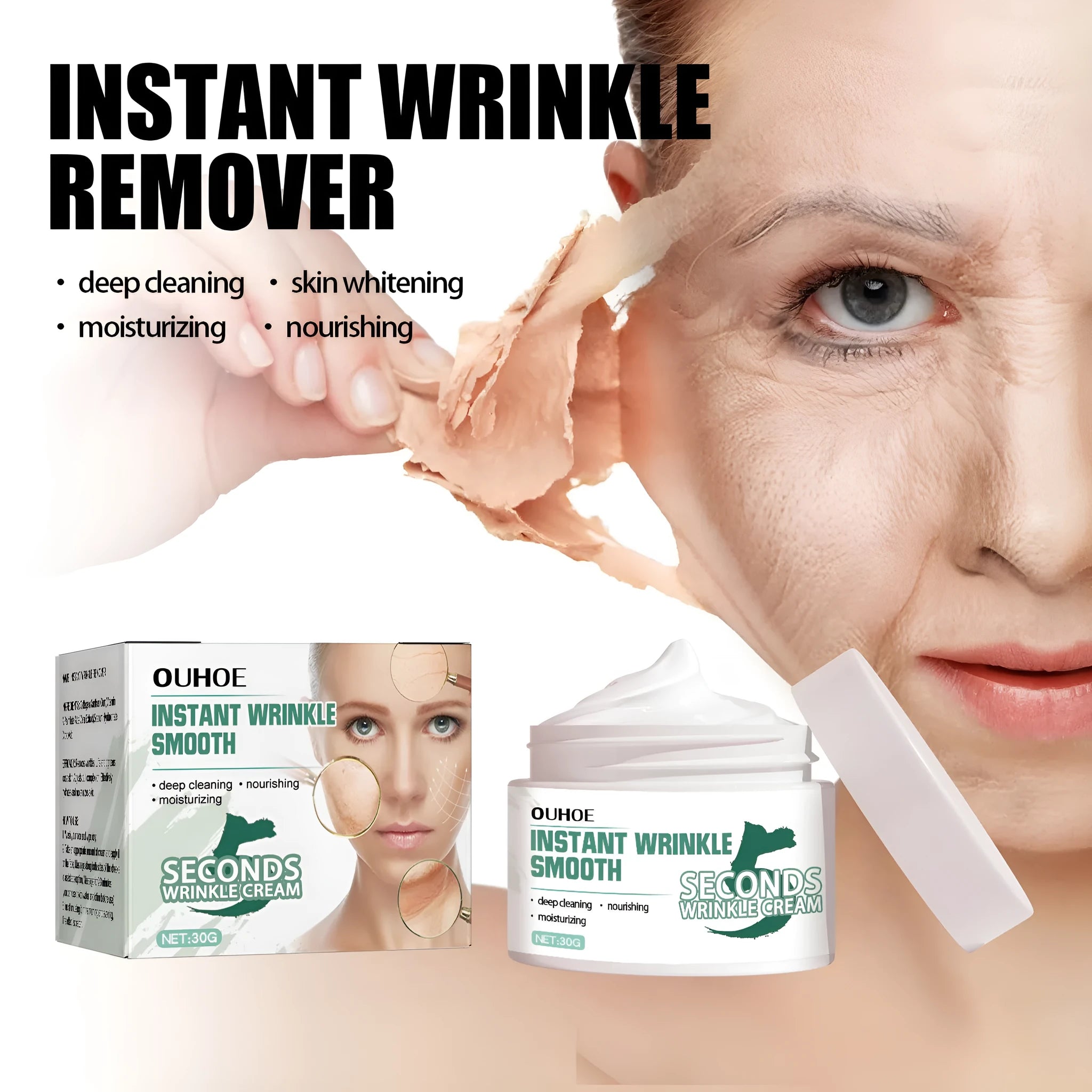 30g jar of anti-ageing anti-wrinkle face cream with hydrating properties for facial skincare
