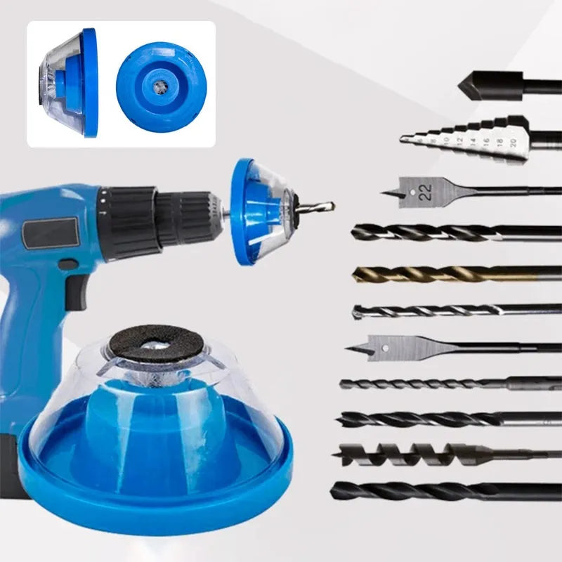 Blue bowl-shaped electric hammer dust cover for drilling, showing non-slip sponge and dimensions 88x50x44mm.