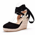 Women's apricot bohemian wedge sandals with bead decorations, fish mouth toe, and buckle strap on a white background.