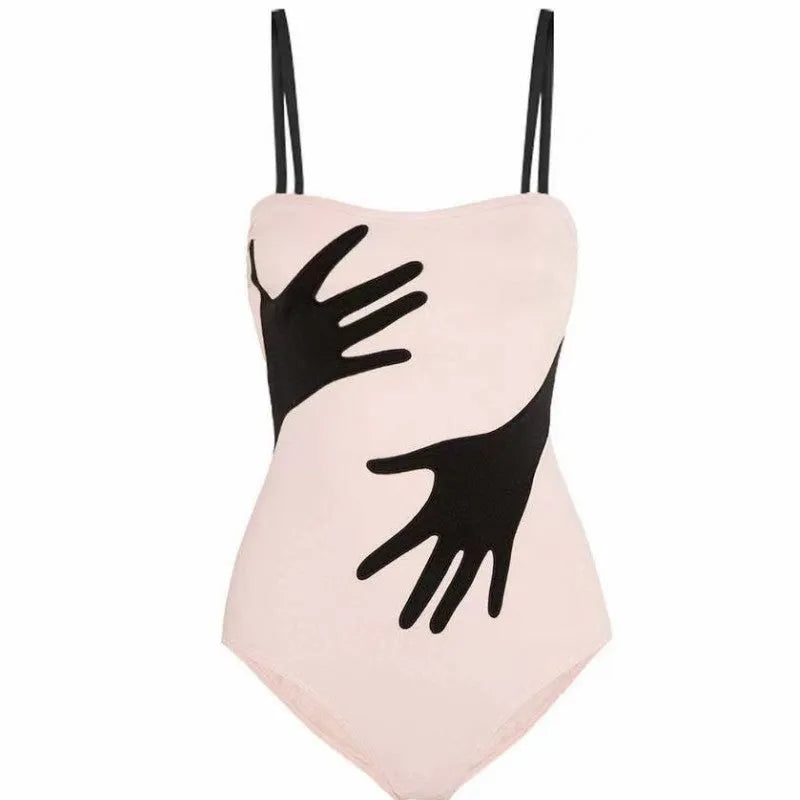 Women's one-piece bikini swimsuit with gauze skirt coverage in polyester fabric