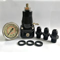 Black aluminium fuel pressure regulator with adjustment port for automotive fuel systems