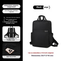 Women's large capacity canvas travel backpack in apricot colour showing external pockets and internal laptop compartment.