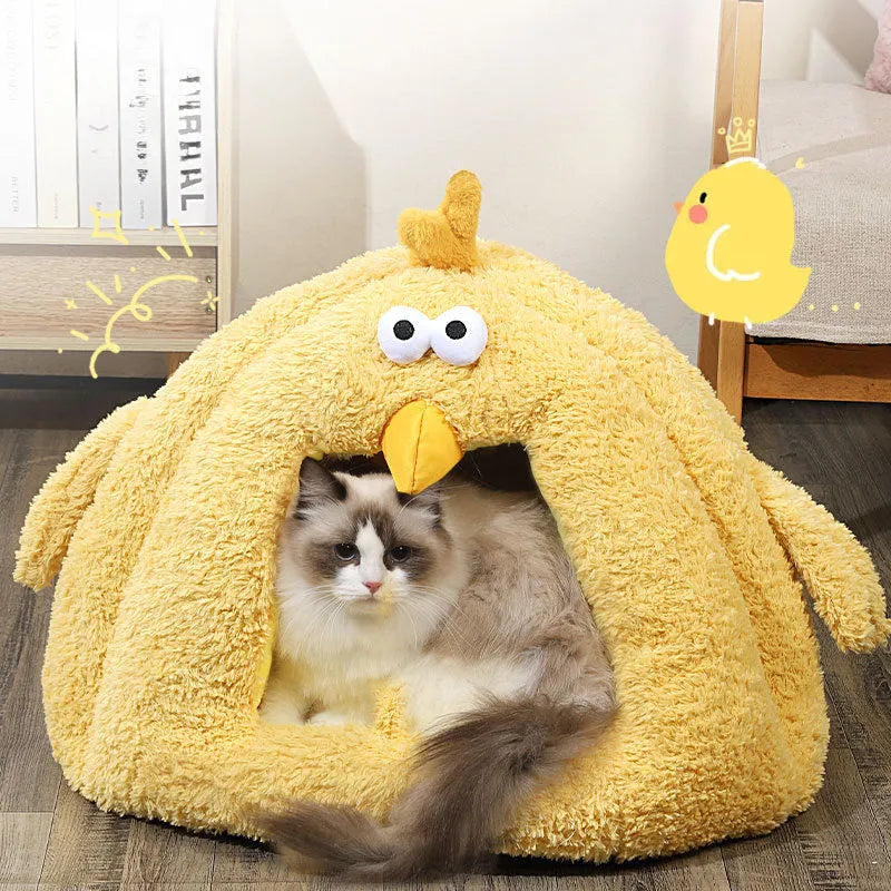 Cold-proof warm cat nest in beige colour, sized for pets up to 8kg, suitable for fall and winter use