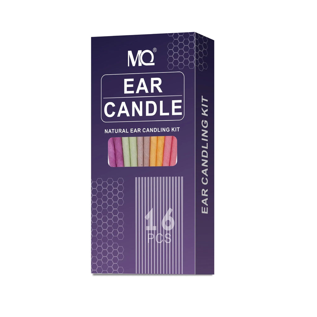Box of 16 ear candles with protection boards and swabs in eight colour options for health massage.