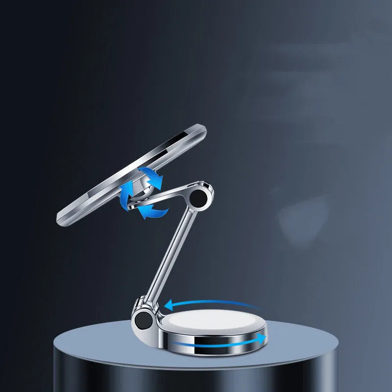 Magnetic 360-degree rotating car phone mount with adhesive installation in black or silver