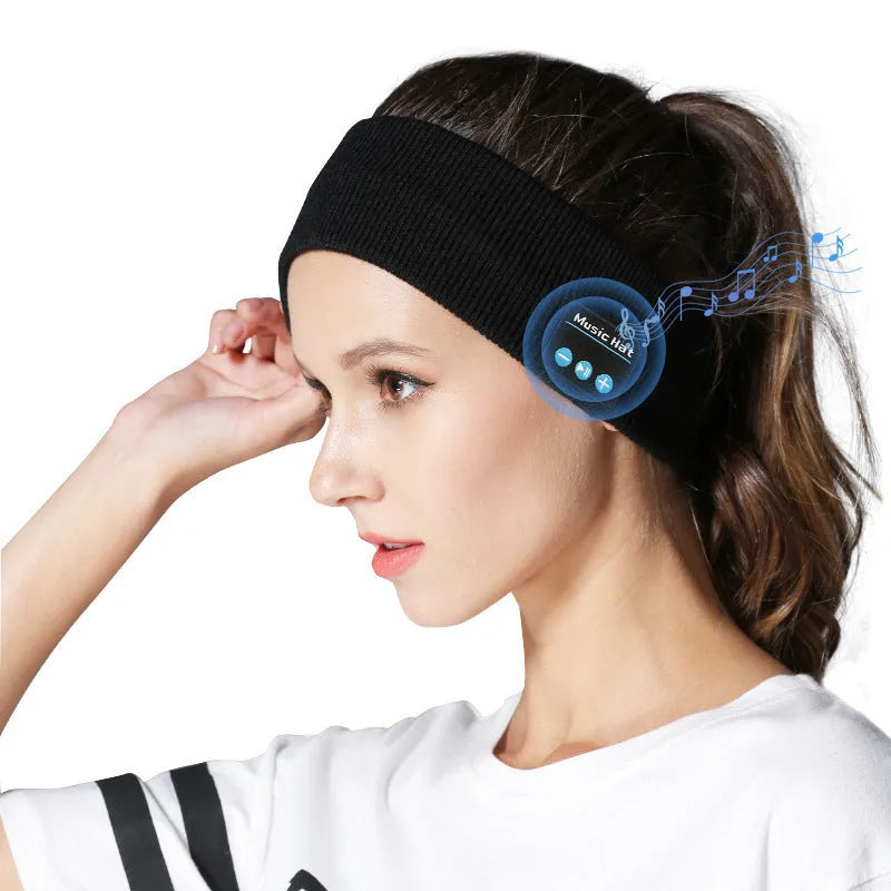 Bluetooth 5.4 headband with integrated eye mask and sports scarf in black, dark gray, or gray white