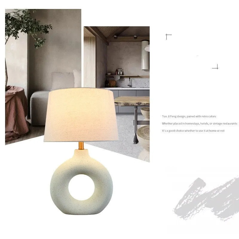 Feng ceramic pottery pot table lamp with Japanese style design and button switch