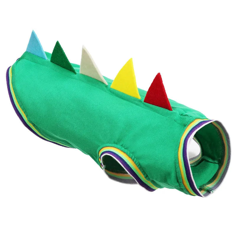 Green dinosaur cotton pet vest for small dogs outdoor wear