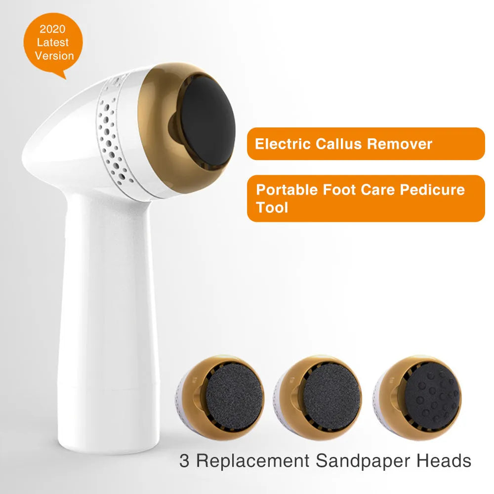 Electric vacuum foot grinder with refined quartz grinding head in gold, pink, or silver colour options