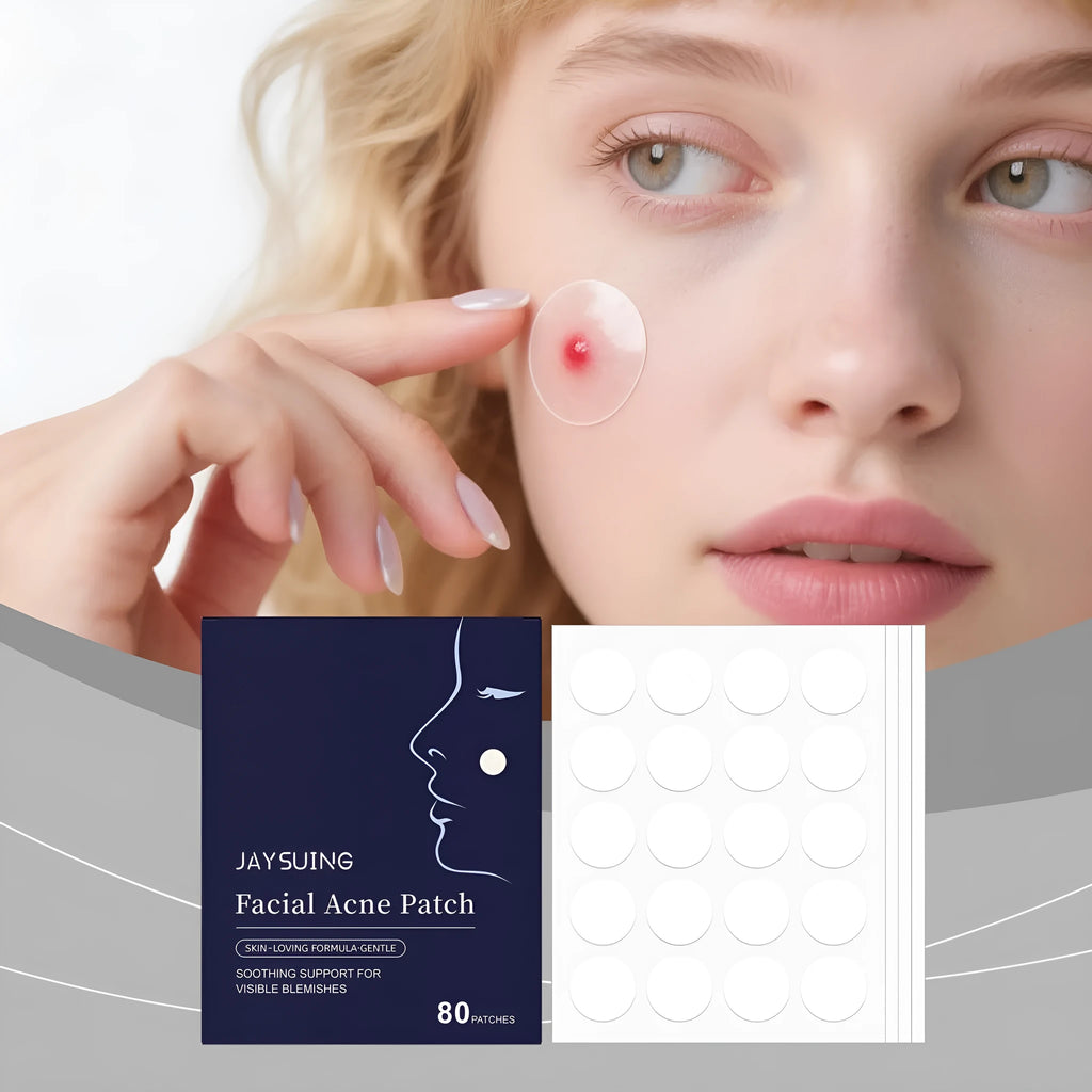 Transparent facial acne patches pack with 80 hydrocolloid patches for gentle blemish treatment