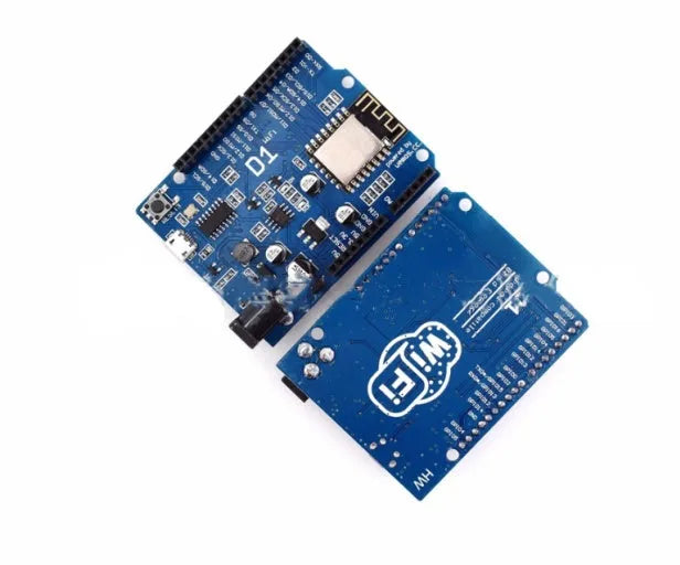 Black ESP-8266EX WiFi development board with Arduino compatibility and onboard power supply