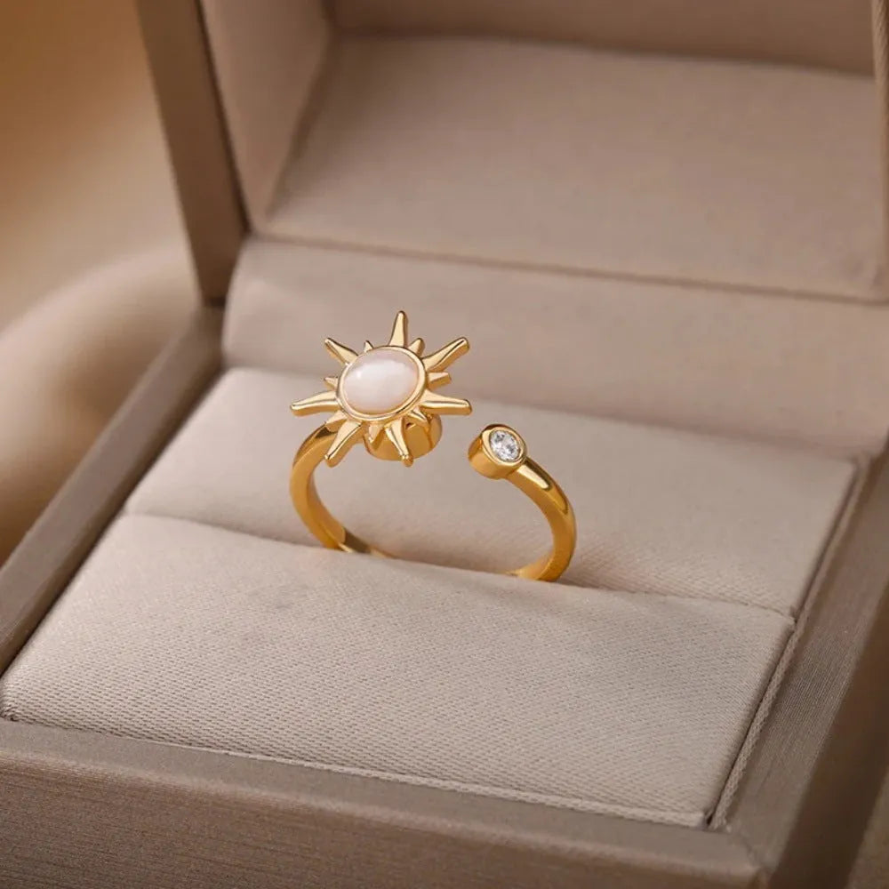 Copper decompression ring with adjustable opening in gold electroplated finish