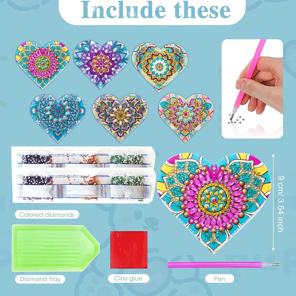 Six PU leather bookmarks with crystal flower corner decorations in modern simplicity style