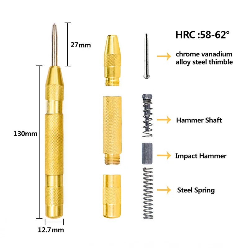 Cone drill bit punch set with high speed steel step drills and centre punches in six configuration options