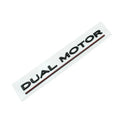 Tesla Model 3 double motor performance bumper sticker in ABS plastic, 19cm by 3cm, showing colour options.