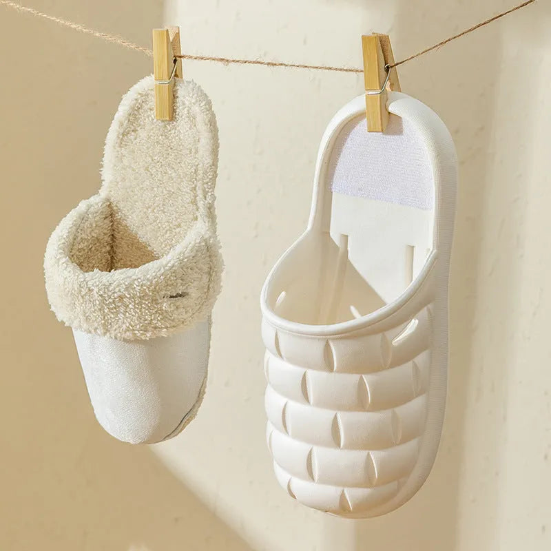 Detachable EVA slippers with plush lining in multiple colours showing round toe and flat heel design