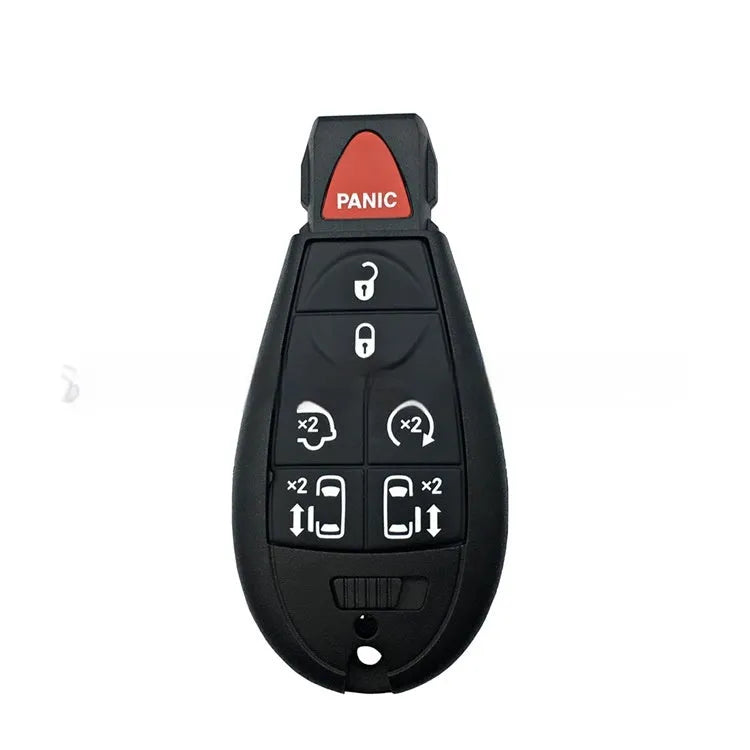 Dodge Chrysler car key fob replacement shell in ABS plastic and brass, dimensions 85mm by 42mm.