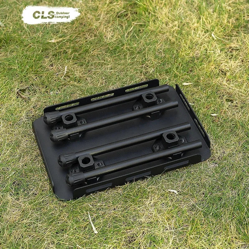 CLS aluminium folding camping stool shown in army green, converted into a small table.