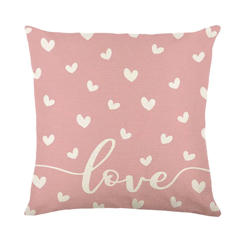 Square 45x45cm pillow cover with printed plaid heart Valentine's design in multiple colour options