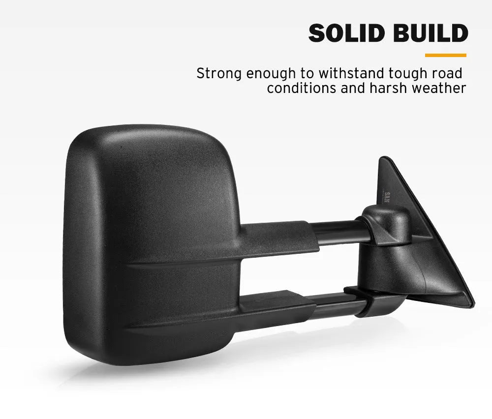 Pair of black plastic foldable rearview mirrors for Toyota Land Cruiser 100