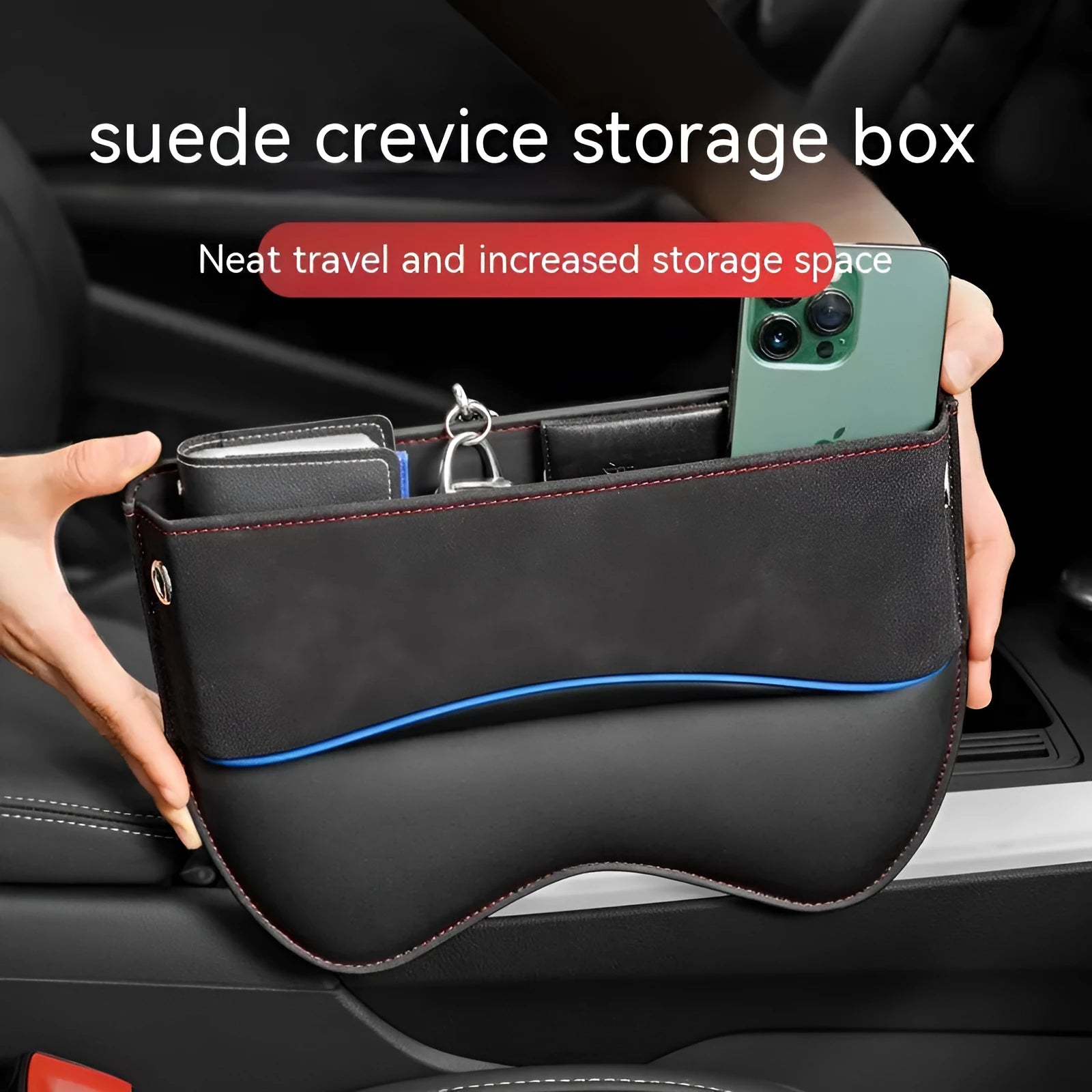 Leather car seat storage box organiser in multiple colour options