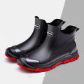Men's short PVC rubber boot with flat heel and non-slip sole in beige colour