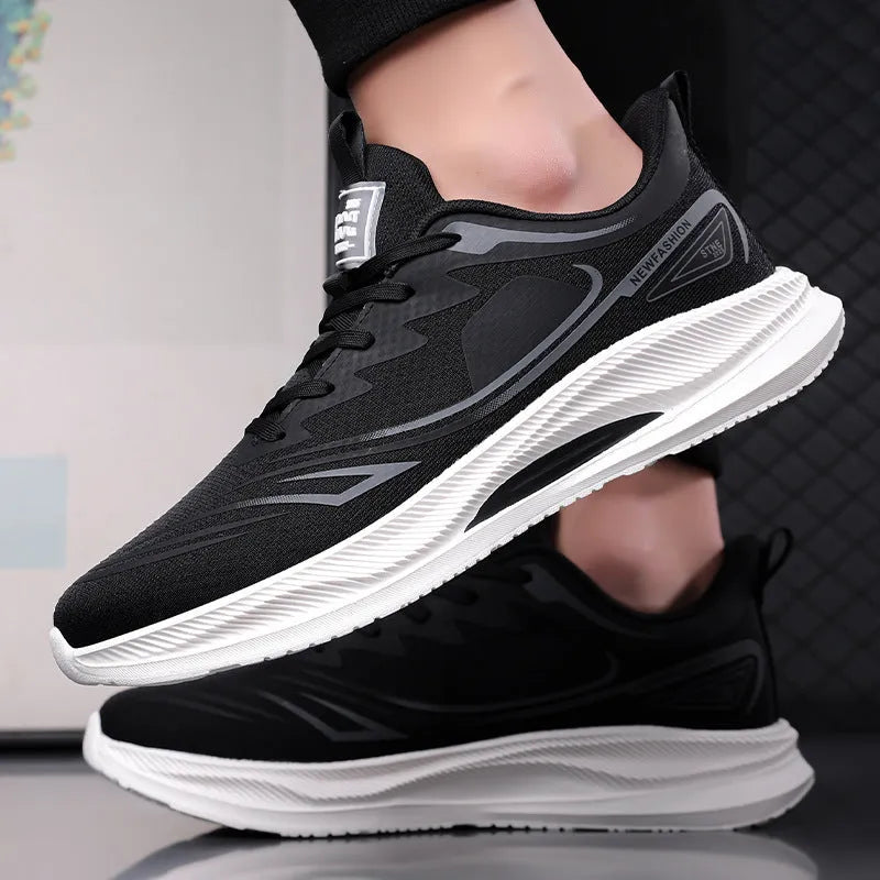 Men's low-top casual shoes in grey green with woven mesh upper and rubber sole.