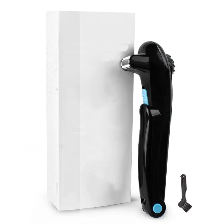 Black folding dry battery electric body shaver on a white background.