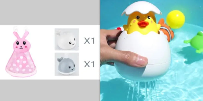 Automatic water spray whale bath toy with lights floating in baby bath