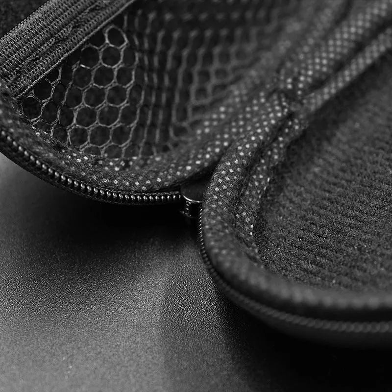 Black oval leather earphone storage case for EDX PRO and compatible models.
