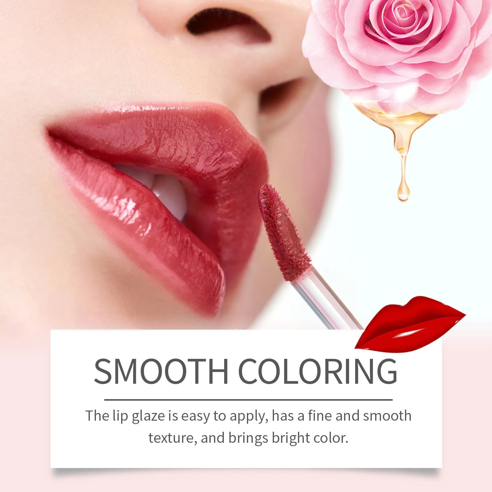 Double-headed lip makeup pen with lip liner pencil on one end and liquid lip lacquer pen on the other.