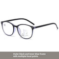 A pair of women's ultra-light multi-focus presbyopic reading glasses with a choice of frame colours.